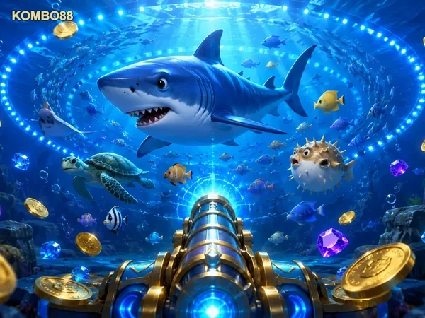 Visual permainan tembak ikan saat berlangsung